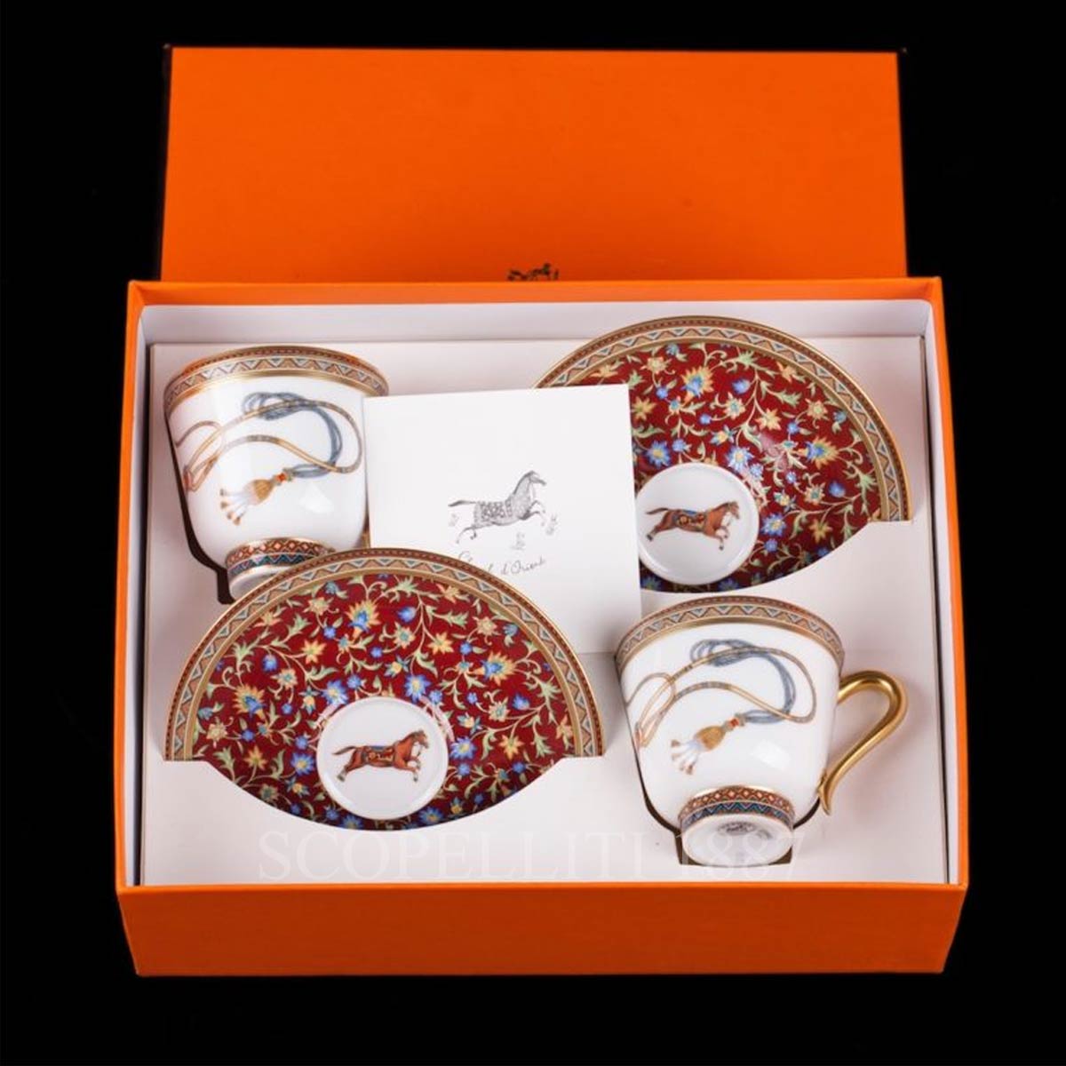 Hermes Cheval d'Orient Tea Cup and Saucer no.4 - Set of 2
