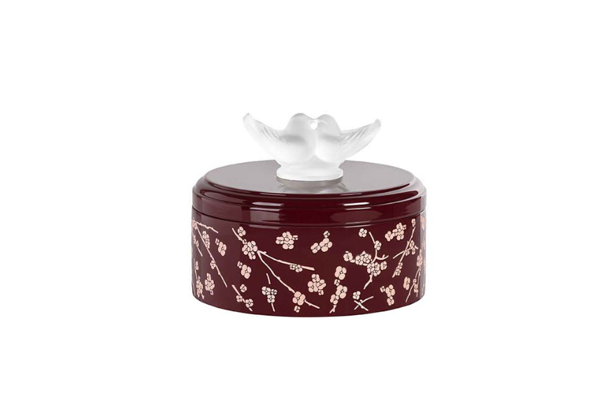 Lalique Fleurs de Cerisier Lacquered wood box small size