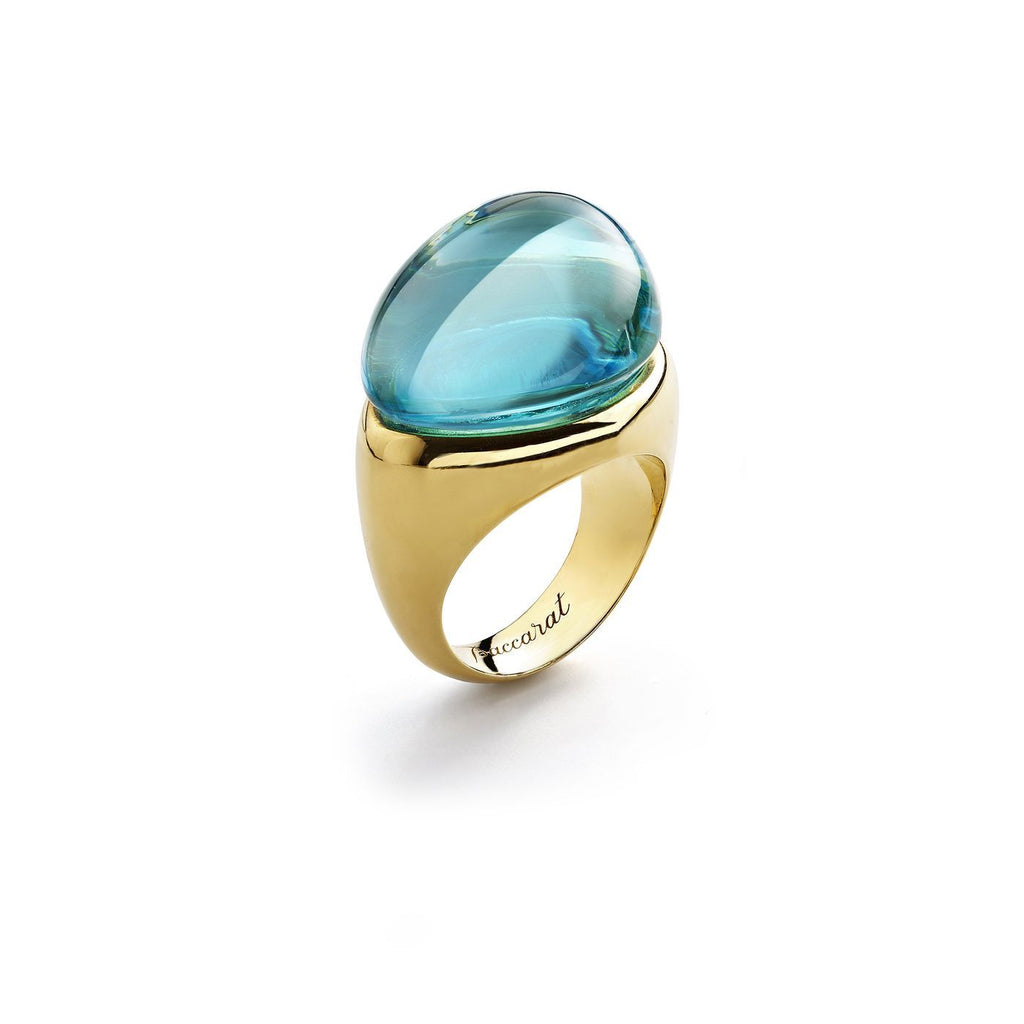 Baccarat Galea Gold Vermeil Ring Turquoise Crystal