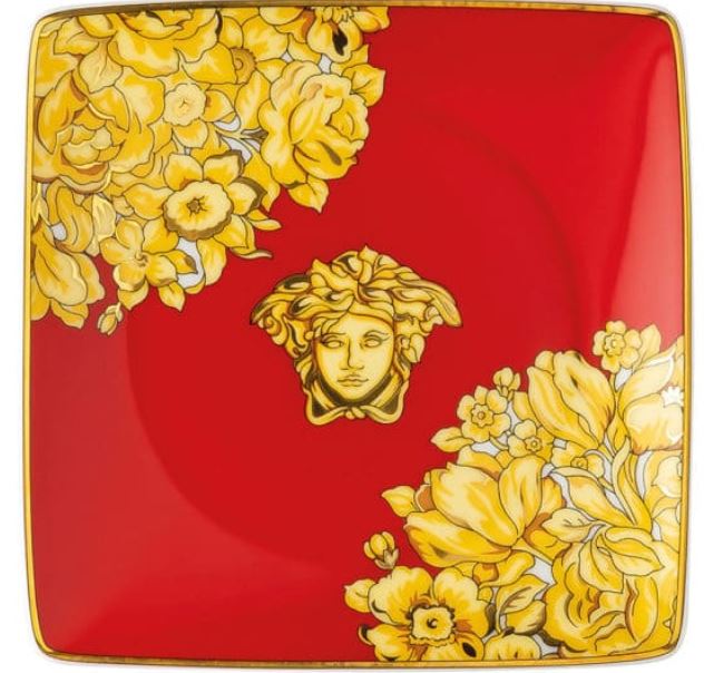 Rosenthal, Versace, Medusa Rhapsody Red, Square Plate 12 cm.
