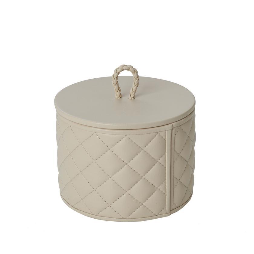 Riviere Round Leather Box Ivory, RBX1-PT