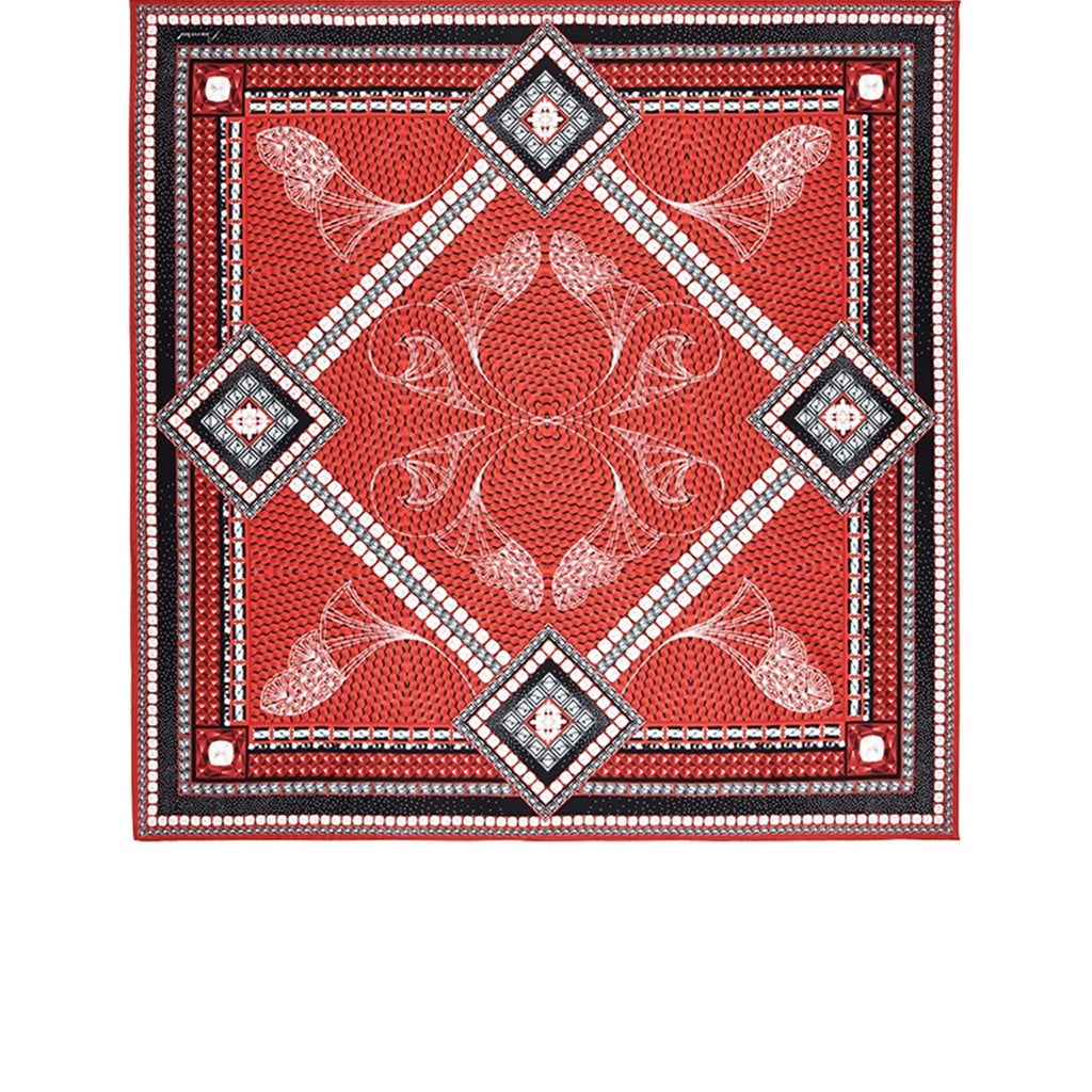 Baccarat, Louxor silk twill scarf red 100*100cm