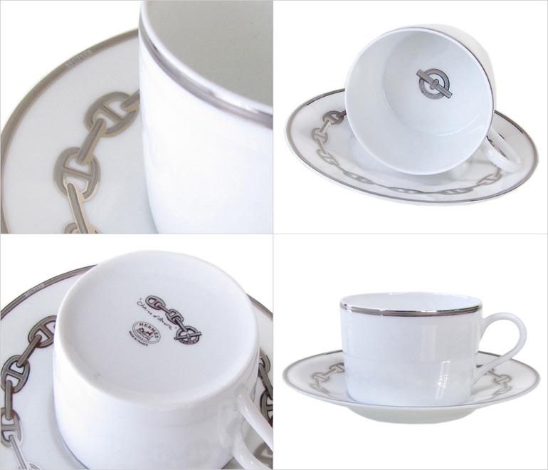 Hermès, Chaine d'Ancre platinum Set 2 tea cup and saucer