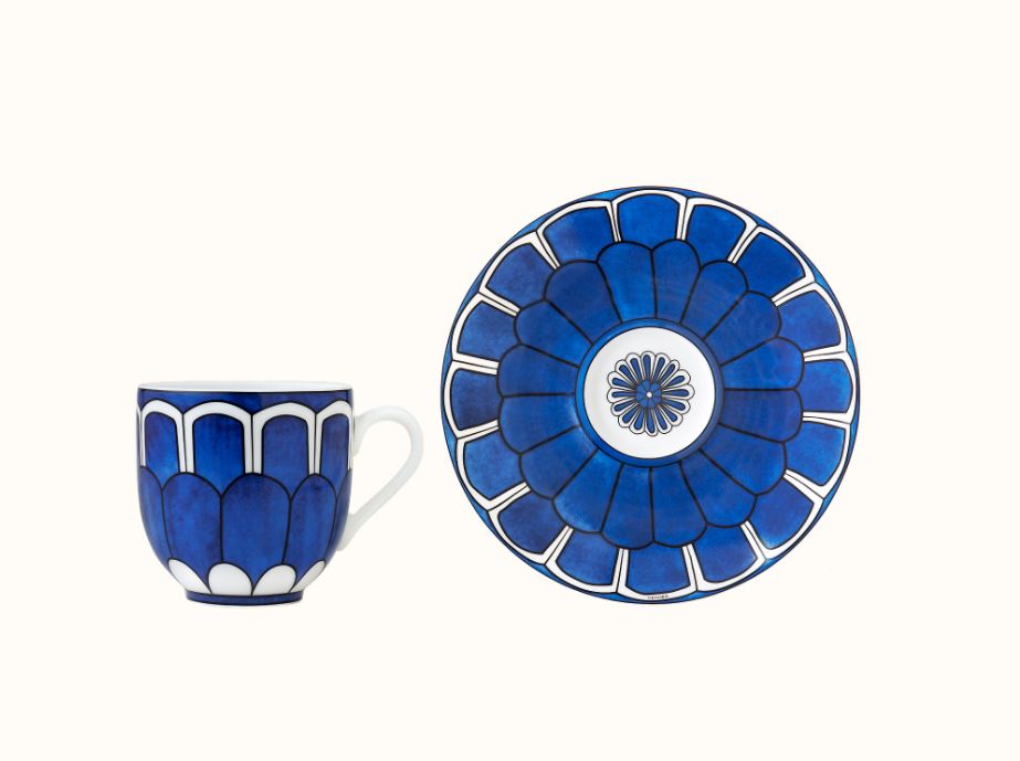 Hermès, Bleus D'Ailleurs set 2 coffee cup and saucer