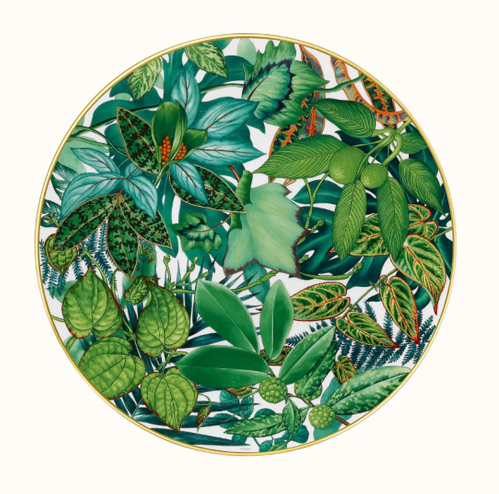 Hermès, Passifolia Palm set 2 presentation plates 32cm